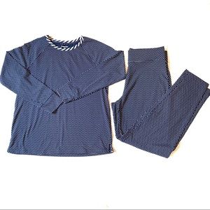 Lands’ End 2 piece Blue and White Polka Dot Legging set